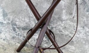 Rey Pavon Leather & Wood Tri-Pod Stool