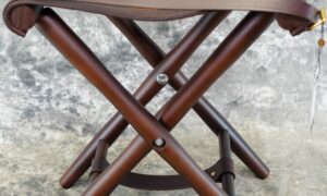 Rey Pavon leather & Wood Folding Field Stool